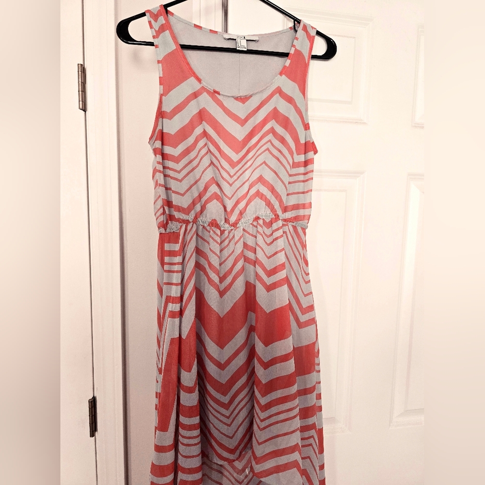 Coral and Gray hi-low dress